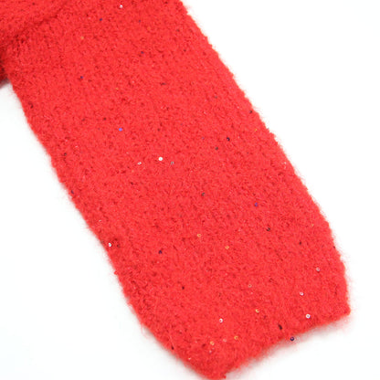 25秋冬 スパンコール フラッフィー ニット カーディガン / Sequin Fluffy Knit CD 長袖 Vネック ミディ丈 ルーズシルエット ボタンレス フロントオープン ウール