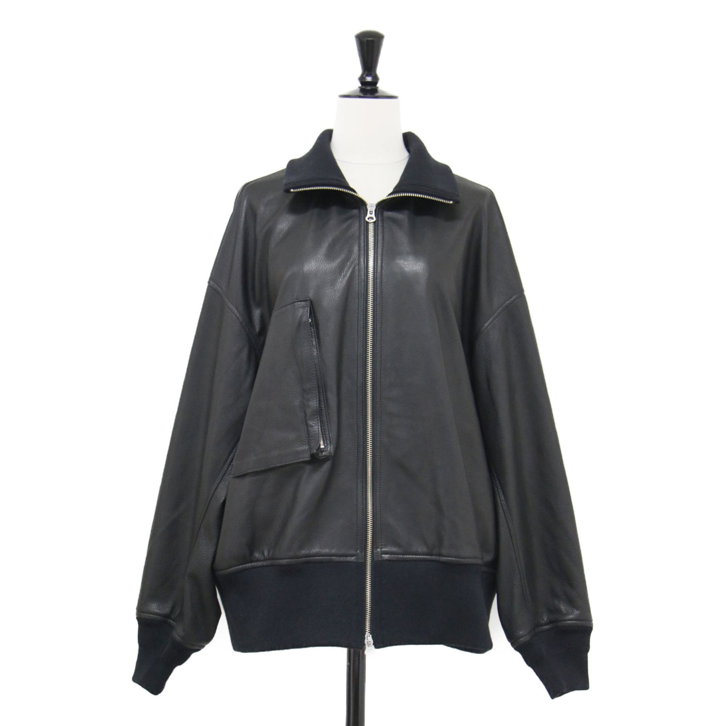 × NOBLE 別注 25秋冬 フライトジャケット / FRIGHT JACKET ブルゾン コンパクト ダブルジップ リブ 定番 シュリンクレザー
