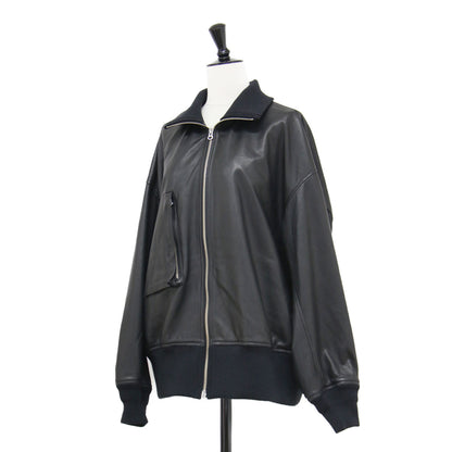 × NOBLE 別注 25秋冬 フライトジャケット / FRIGHT JACKET ブルゾン コンパクト ダブルジップ リブ 定番 シュリンクレザー