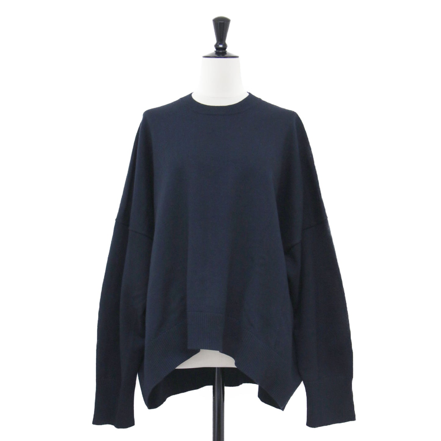 21秋冬 クルーネック ワイド プルオーバー / ニット 長袖 ドロップショルダー オーバーサイズ ウール