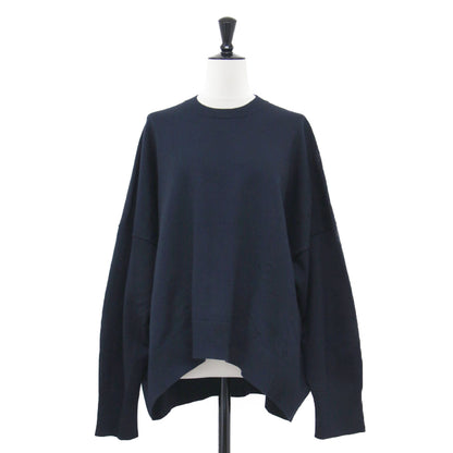 21秋冬 クルーネック ワイド プルオーバー / ニット 長袖 ドロップショルダー オーバーサイズ ウール