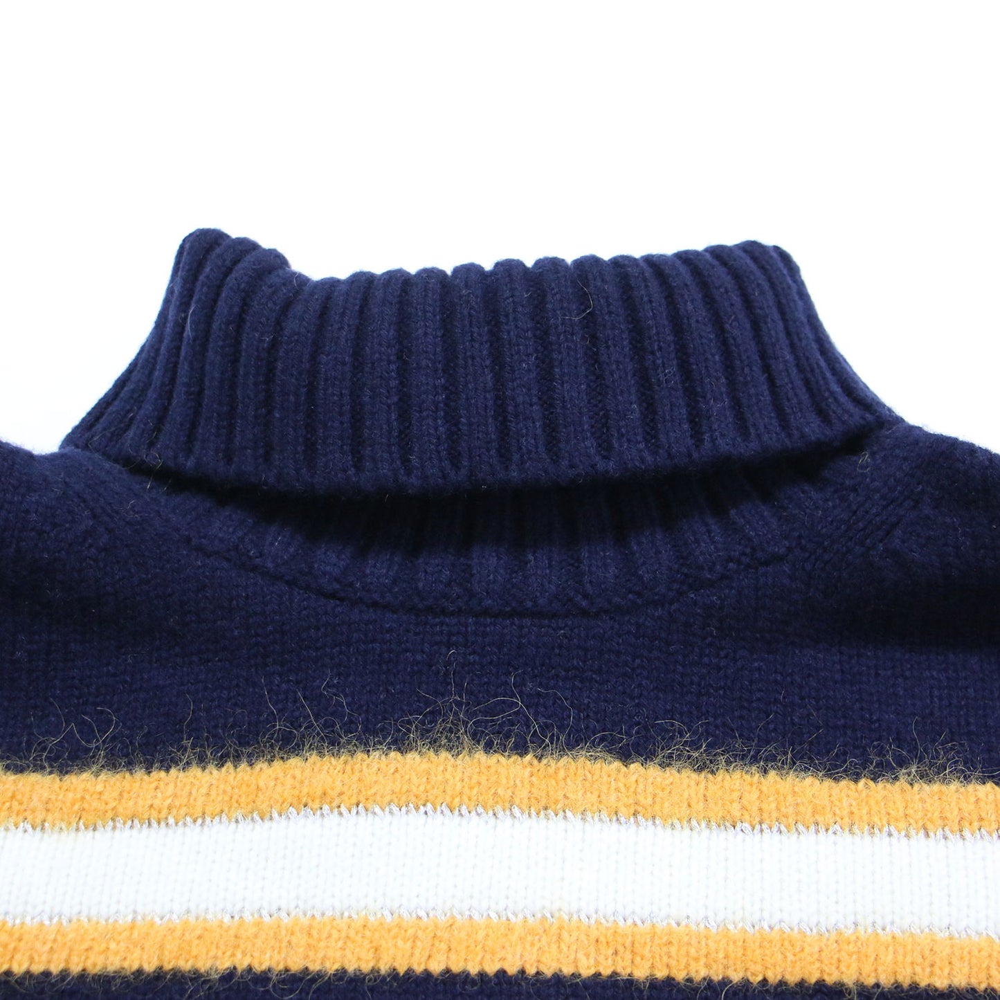 23秋冬 ラムカシミヤ ボーダー タートルネック プルオーバー / ニット 長袖 アルパカ ラメ糸