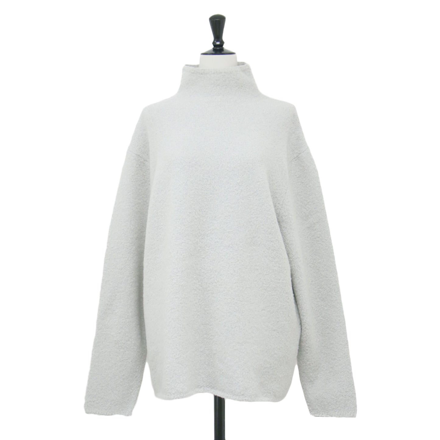 23秋冬 ウール シルク ストレッチ ブークレー ビルドネック プルオーバー / ニット 長袖 オーバーサイズ