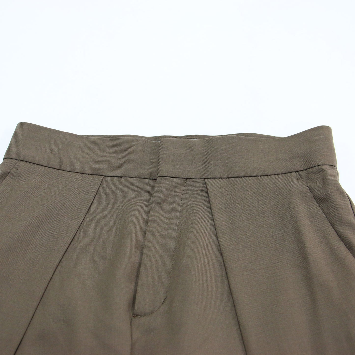 R’IAM 25秋冬 ウーステッド ウール パンツ / スラックス ワイド ハイウエスト タック