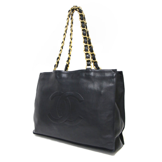 ラムレザー ココマーク トートバッグ / ショルダーバッグ 肩掛け デカココマーク チェーン