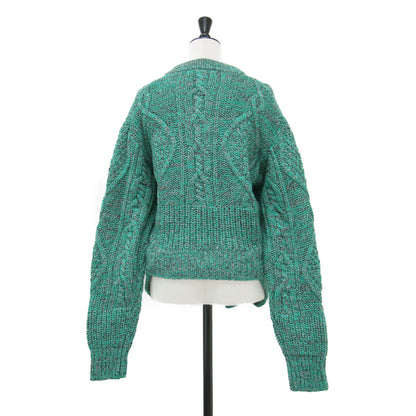 22秋冬 ケーブル ニット トップ / CABLE KNIT TOP プルオーバー Vネック 長袖 変形 ウール