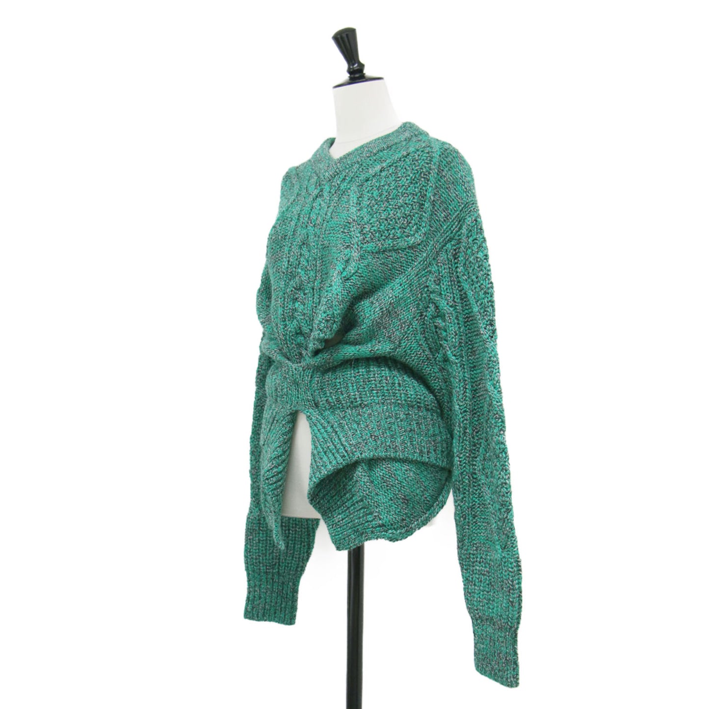 22秋冬 ケーブル ニット トップ / CABLE KNIT TOP プルオーバー Vネック 長袖 変形 ウール