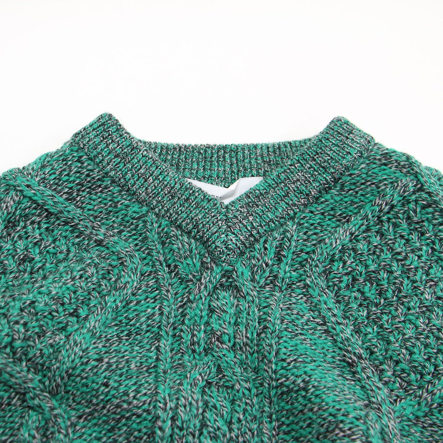 22秋冬 ケーブル ニット トップ / CABLE KNIT TOP プルオーバー Vネック 長袖 変形 ウール