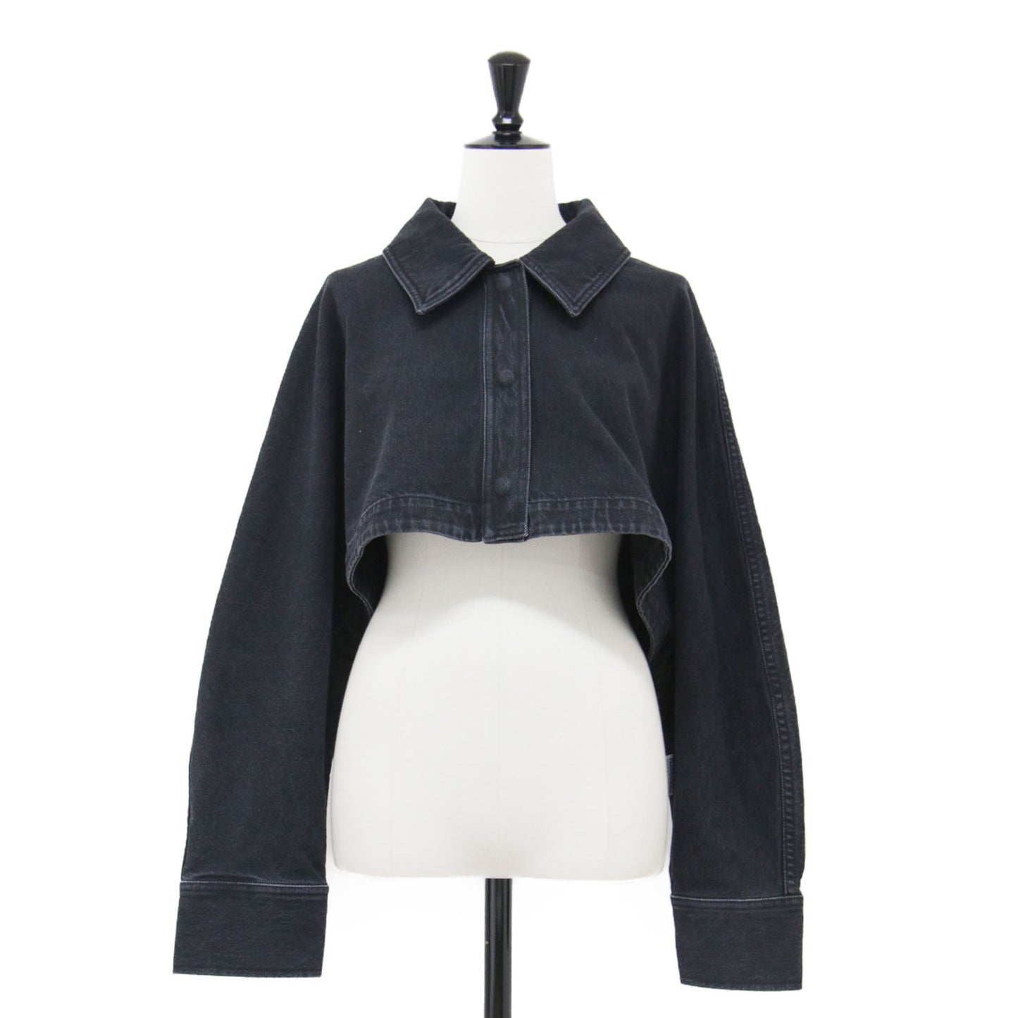 25秋冬 クロップド デニム ジャケット / Gジャン ブルゾン ショート丈 長袖 ワイド コットン