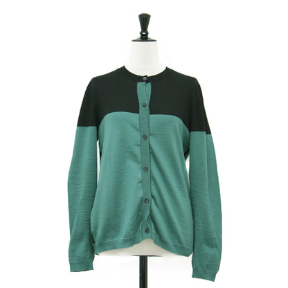 ウール バイカラー クルーネック カーディガン / ニット 長袖 配色