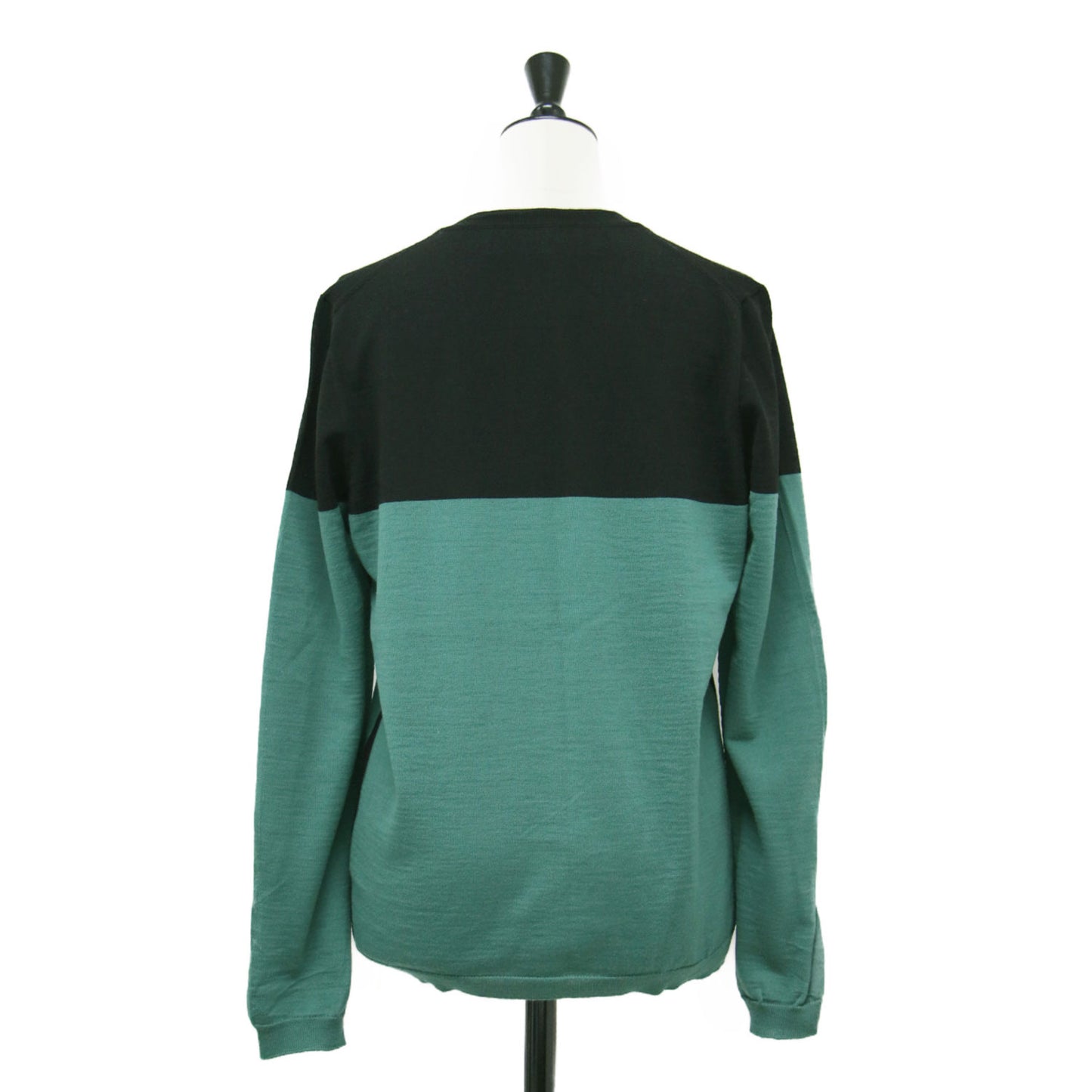 ウール バイカラー クルーネック カーディガン / ニット 長袖 配色