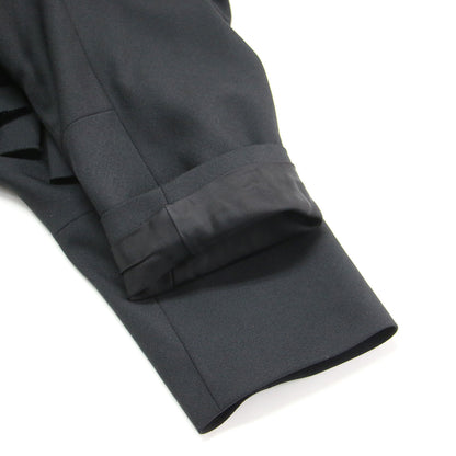 フリル リボン 装飾 ノーカラー ジャケット GQ-J005 / ボレロ ショート丈 七分丈 ウール