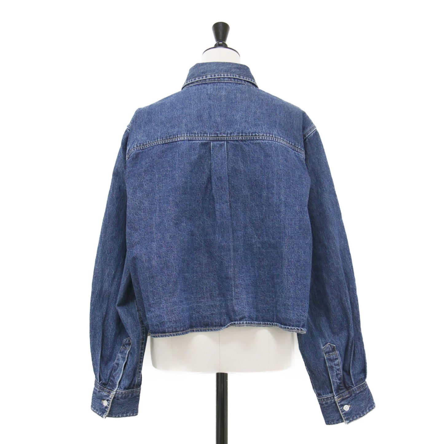 24秋冬 ショート デニム シャツ / ジャケット 長袖 ワイド ボリュームスリーブ コットン