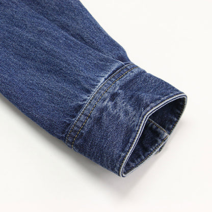 24秋冬 ショート デニム シャツ / ジャケット 長袖 ワイド ボリュームスリーブ コットン