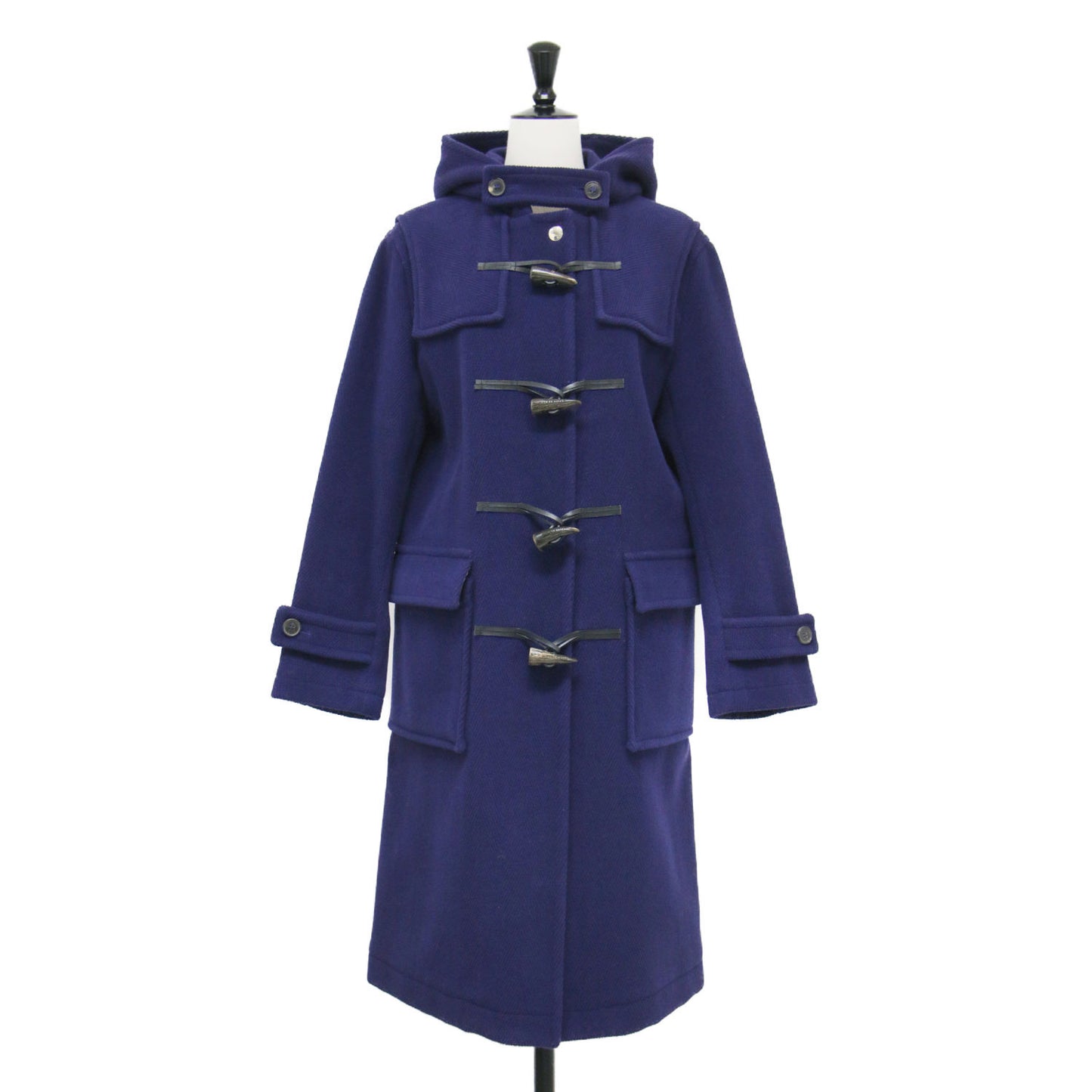 ヘリンボーン柄 ダッフルコート / LDS WEIR ロング フード付き トグル釦 ウール