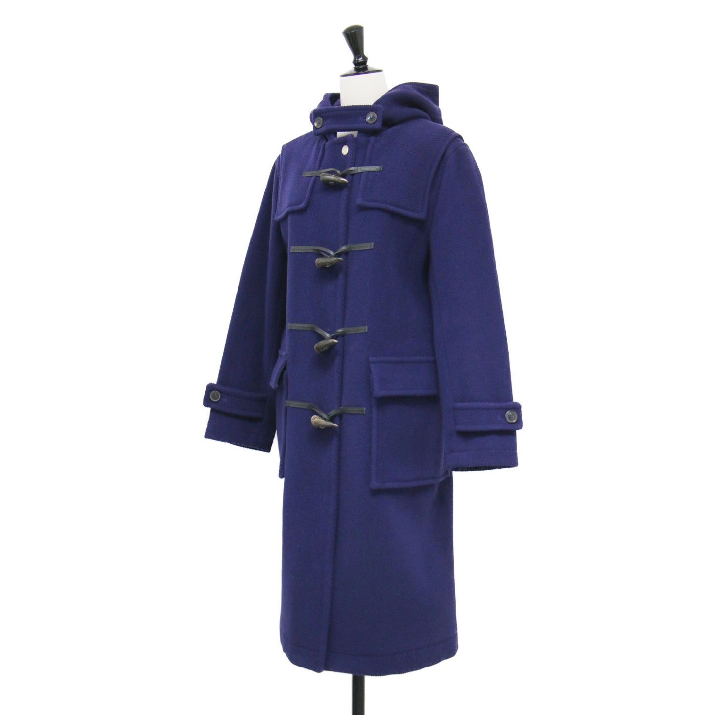 ヘリンボーン柄 ダッフルコート / LDS WEIR ロング フード付き トグル釦 ウール