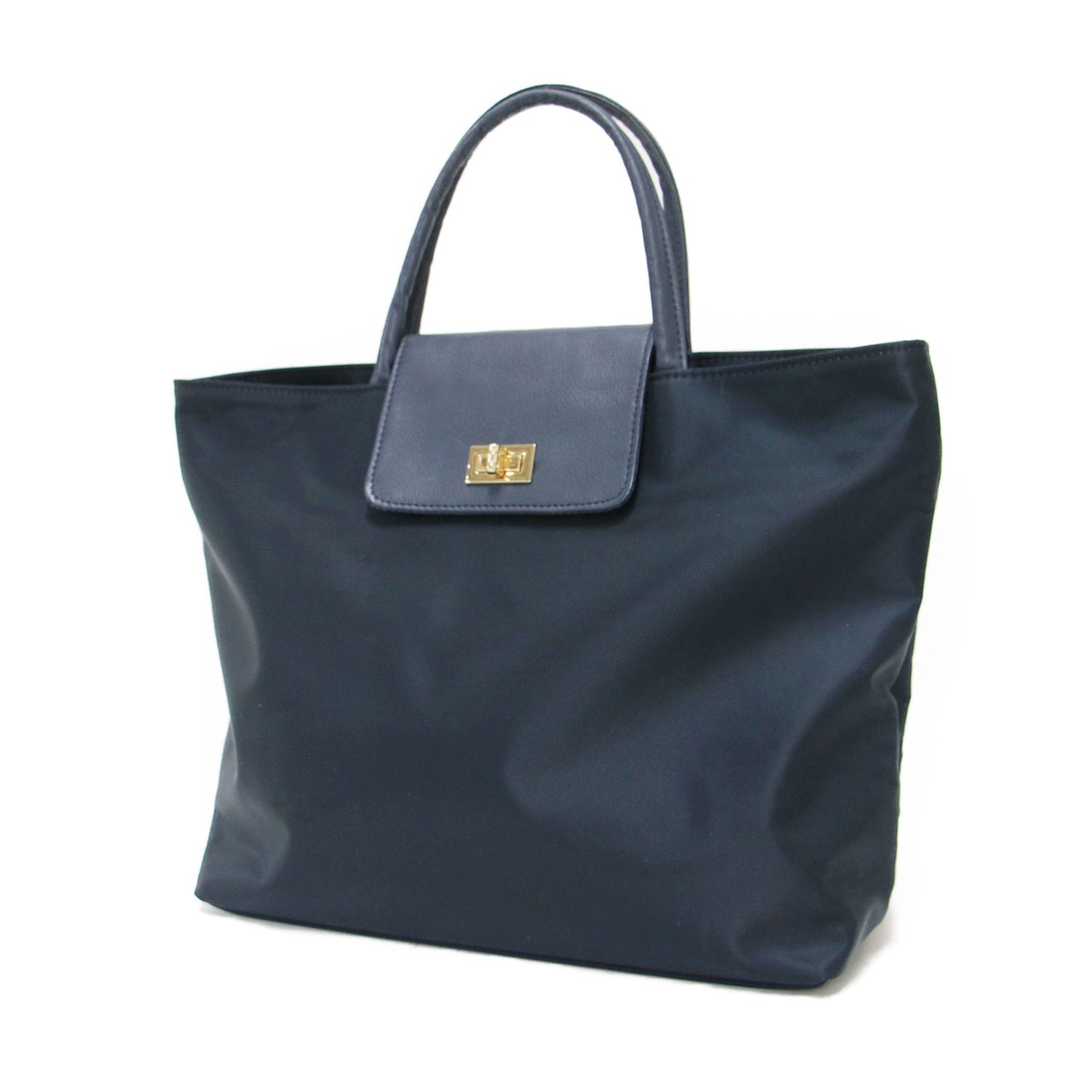 牛革 フラップ ナイロン トートバッグ / ハンドバッグ コンビ 金具