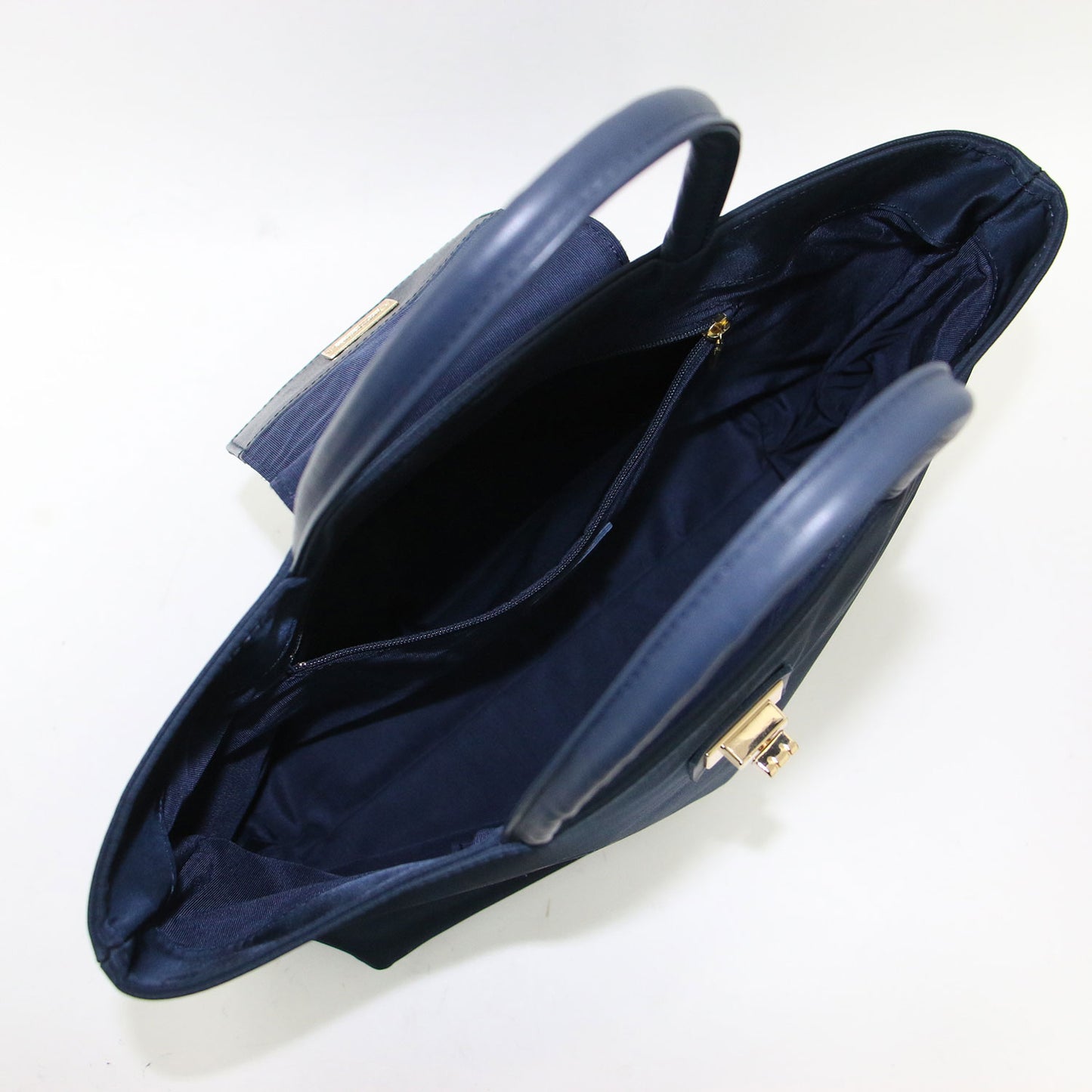 牛革 フラップ ナイロン トートバッグ / ハンドバッグ コンビ 金具