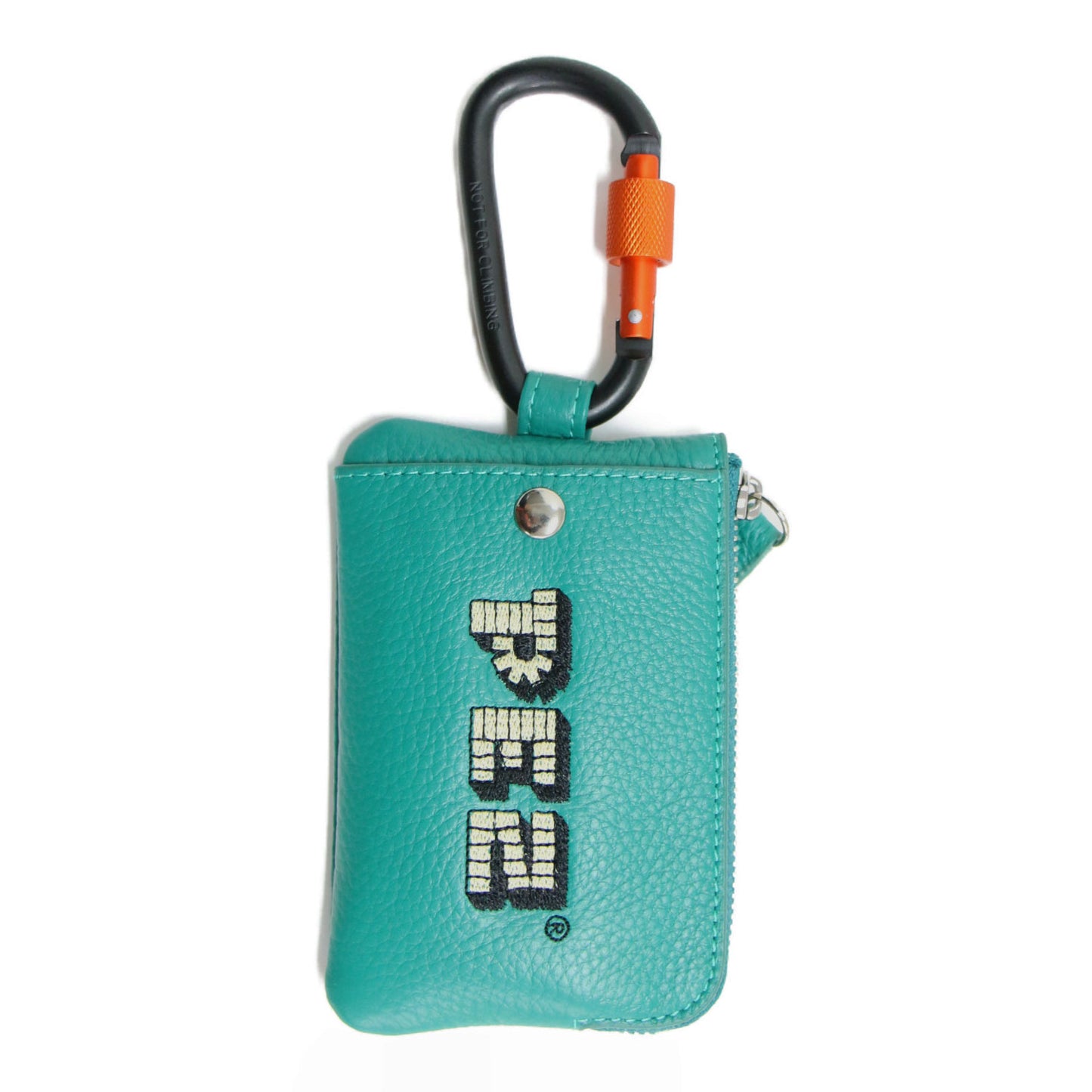 ×PEZ カラビナ付き パス＆キーケース / マルチケース コインケース キーリング ZOO柄 ロゴ 刺繍 本革 ユニセックス