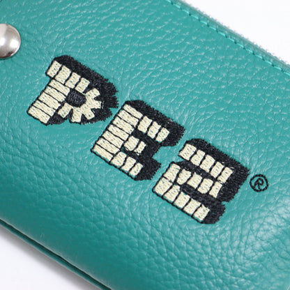 ×PEZ カラビナ付き パス＆キーケース / マルチケース コインケース キーリング ZOO柄 ロゴ 刺繍 本革 ユニセックス