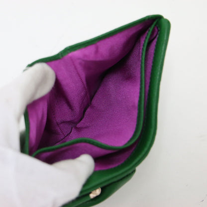 牛革 がま口 二つ折り財布 / ウォレット がま玉 ハンドメイド ゴールド金具