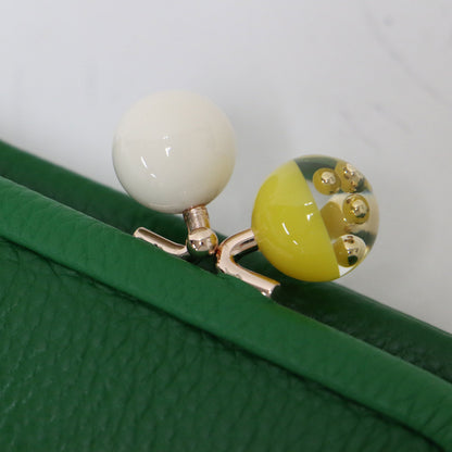 牛革 がま口 二つ折り財布 / ウォレット がま玉 ハンドメイド ゴールド金具