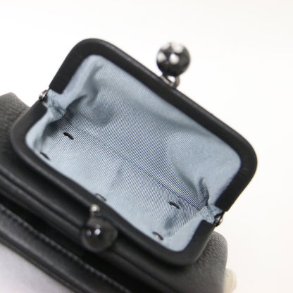 牛革 がま口 二つ折り財布 / ウォレット がま玉 ハンドメイド ゴールド金具