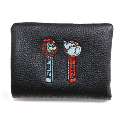 × PEZ コラボ 23秋冬 本革 コンパクト 刺しゅう 折り財布 / ウォレット 二つ折り ウエディング柄 ペッツ カウレザー