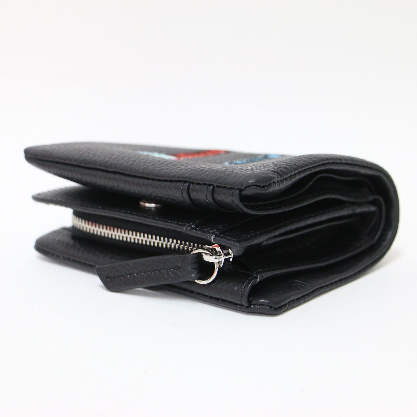 × PEZ コラボ 23秋冬 本革 コンパクト 刺しゅう 折り財布 / ウォレット 二つ折り ウエディング柄 ペッツ カウレザー