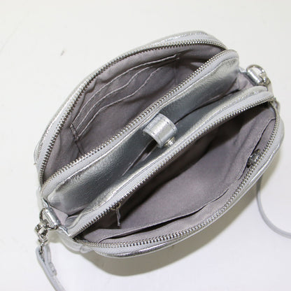 25秋冬 3WAY ショルダーバッグ / ポシェット ハンドバッグ ポーチ チェーン カウレザー