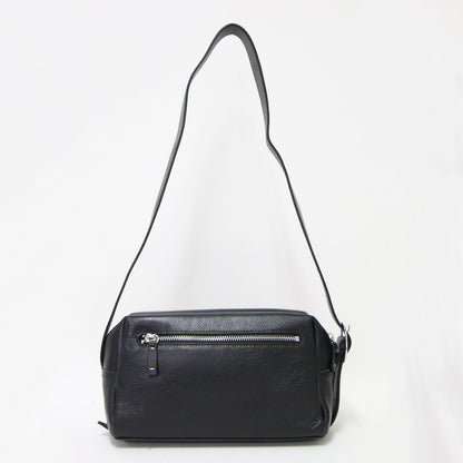 24秋冬 クロスボディバッグ / ショルダーバッグ 肩掛け 長方形 ステッチ ベルトループ シュリンク加工 レザー