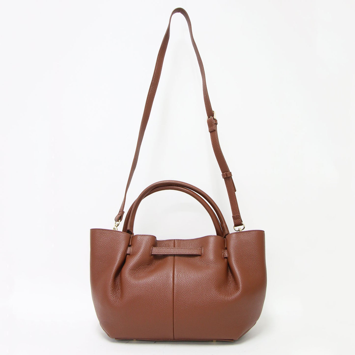 25秋冬 ヒネリ 金具付き バッグ / トートバッグ ハンドバッグ ショルダー 肩掛け クロスボディ 舟形 ゴールド 本革