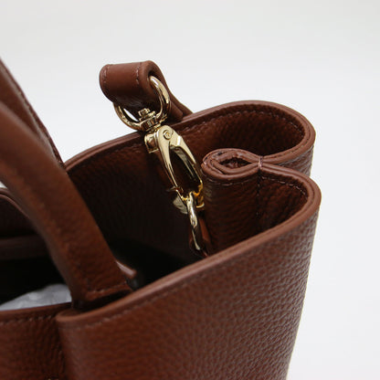 25秋冬 ヒネリ 金具付き バッグ / トートバッグ ハンドバッグ ショルダー 肩掛け クロスボディ 舟形 ゴールド 本革