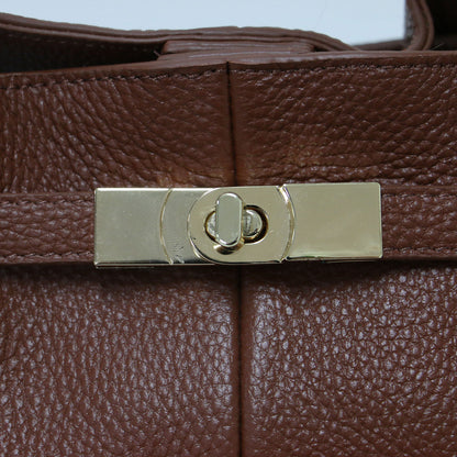 25秋冬 ヒネリ 金具付き バッグ / トートバッグ ハンドバッグ ショルダー 肩掛け クロスボディ 舟形 ゴールド 本革