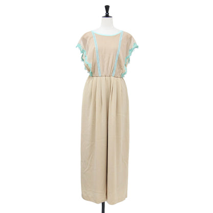21春夏 レース ジョーゼット オールインワン / ワイド フレンチスリーブ クルーネック バイカラー