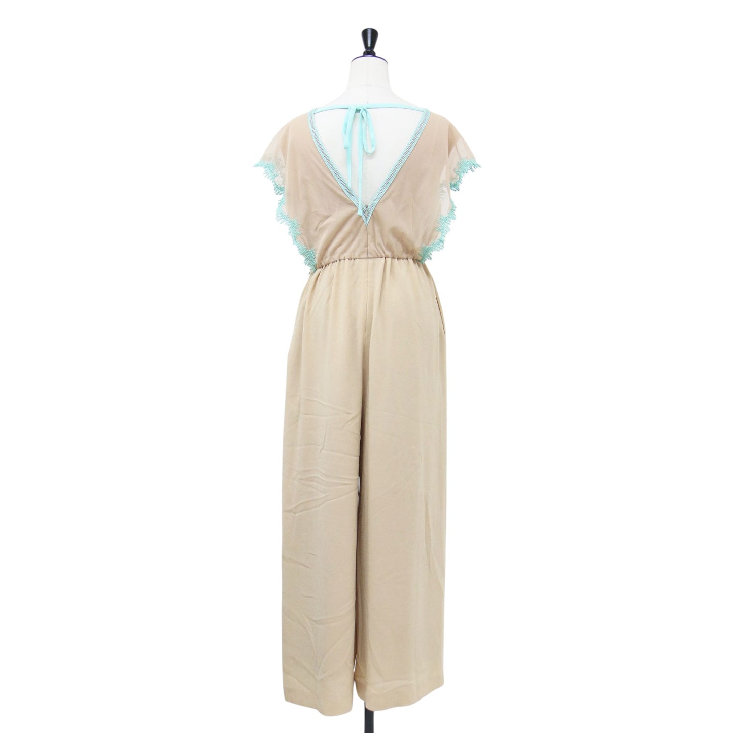 21春夏 レース ジョーゼット オールインワン / ワイド フレンチスリーブ クルーネック バイカラー