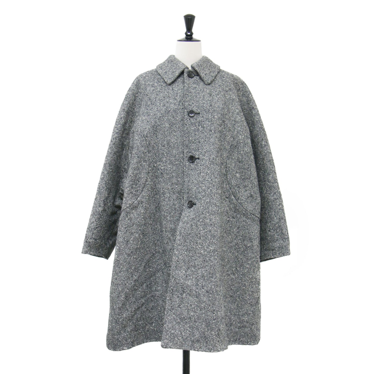 ウール ツイード 中わた コート RB-C004 / ステンカラー ロング ドルマンスリーブ