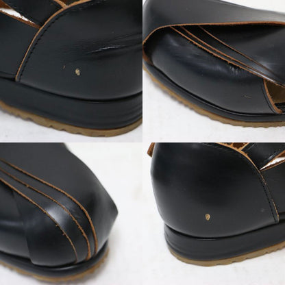 アンクルストラップ シューズ / フラット ラウンドトゥ クロスベルト レザー