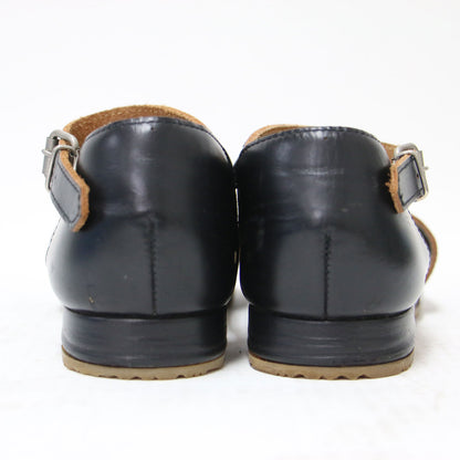 アンクルストラップ シューズ / フラット ラウンドトゥ クロスベルト レザー