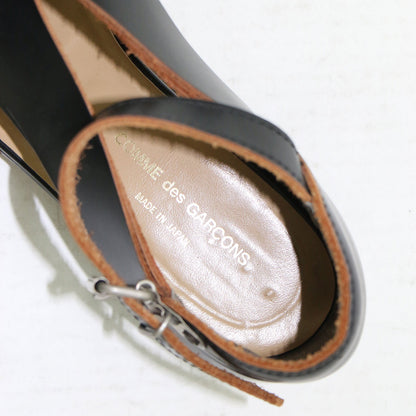 アンクルストラップ シューズ / フラット ラウンドトゥ クロスベルト レザー