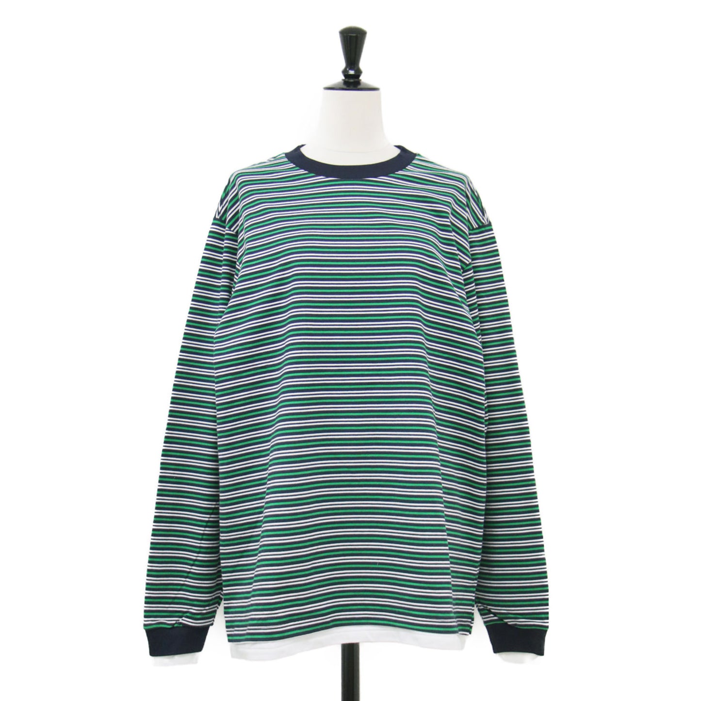 225秋冬 コットン ボーダー レイヤード 長袖 Tシャツ / COTTON BORDER LAYERED L/S T-SHIRT カットソー クルーネック ロングスリーブ