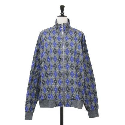 25秋冬 コットン ジャガード アーガイル ジップ カーディガン / COTTON JACQUARD ARGYLE ZIP CARDIGAN スタンドカラー 長袖