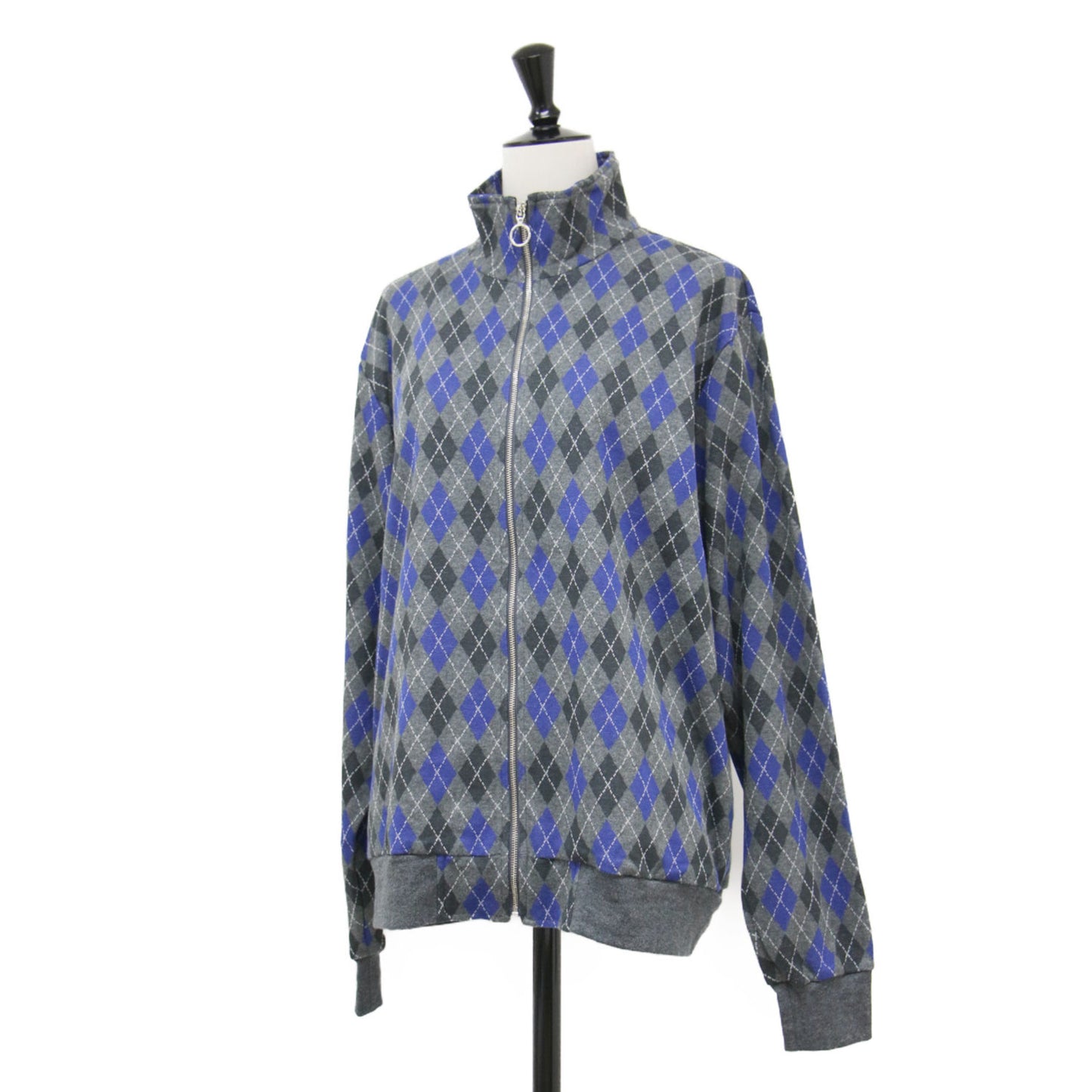 25秋冬 コットン ジャガード アーガイル ジップ カーディガン / COTTON JACQUARD ARGYLE ZIP CARDIGAN スタンドカラー 長袖