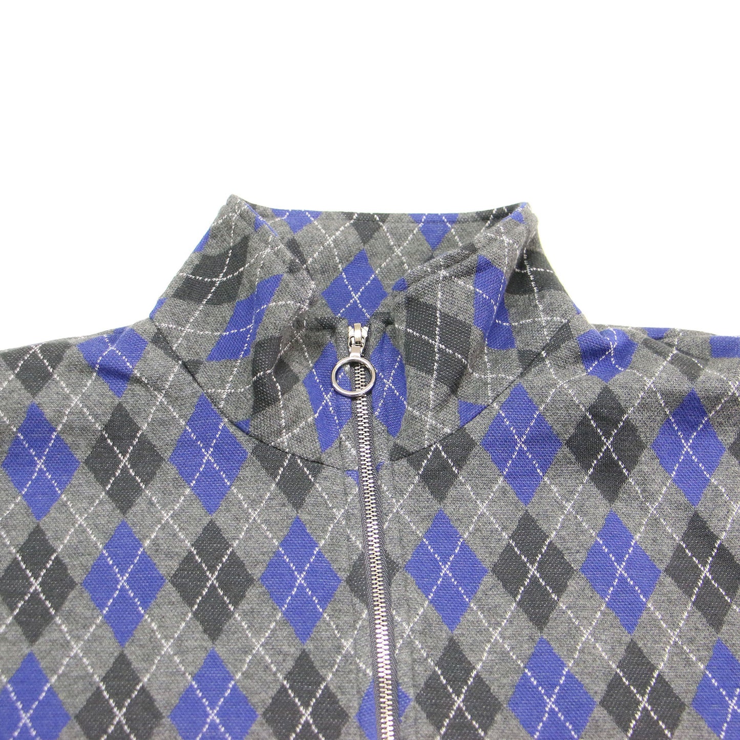 25秋冬 コットン ジャガード アーガイル ジップ カーディガン / COTTON JACQUARD ARGYLE ZIP CARDIGAN スタンドカラー 長袖