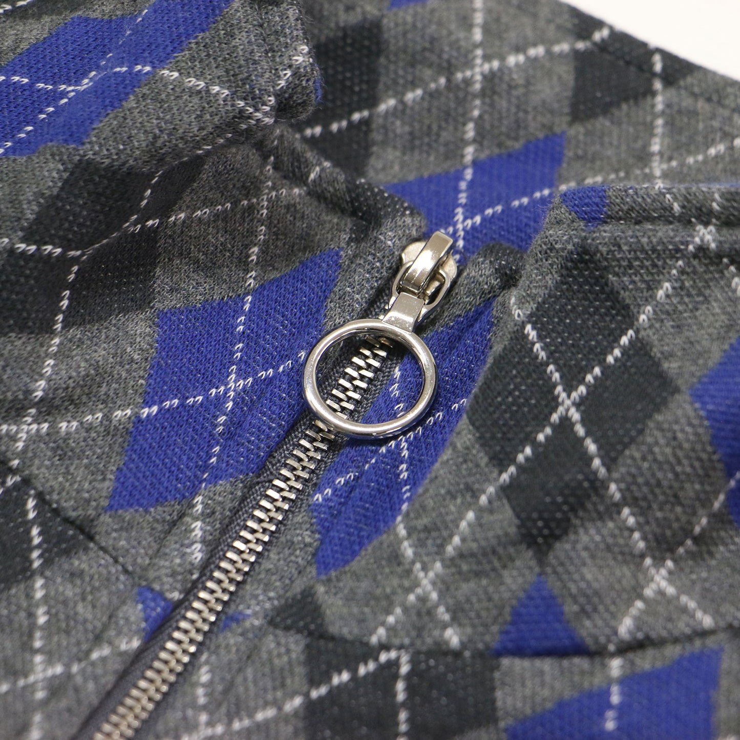 25秋冬 コットン ジャガード アーガイル ジップ カーディガン / COTTON JACQUARD ARGYLE ZIP CARDIGAN スタンドカラー 長袖