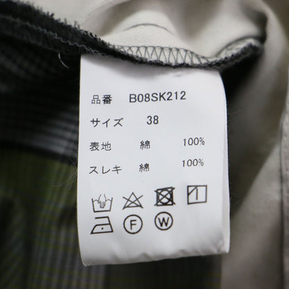 チェック柄 アシンメトリー スカート / ロング フレア コットン