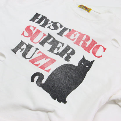 HYS CAT WALK スウェット / プルオーバー クルーネック ダメージ加工 ロゴ ネコ プリント