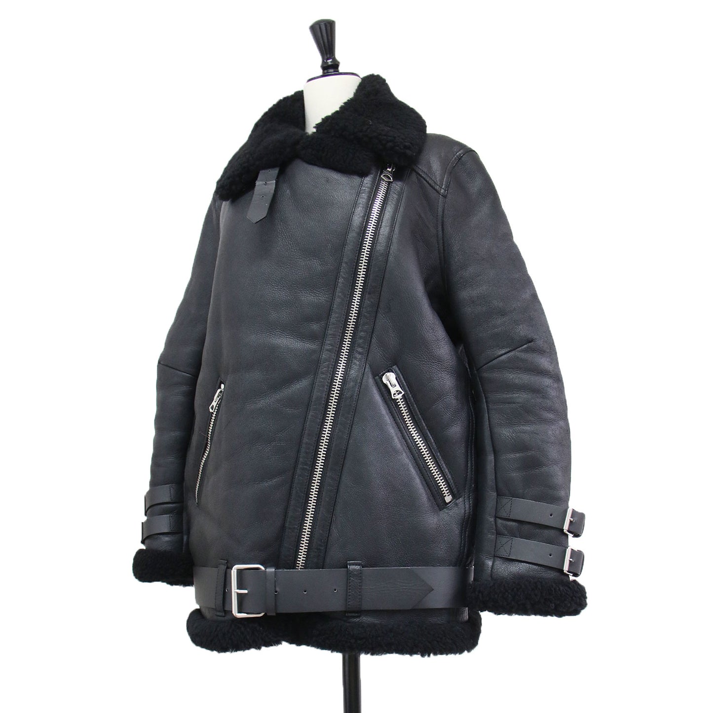 ムートン ライダース ジャケット / Velocite shearling Jacket ブルゾン ダブル ベルト付き ラムレザー