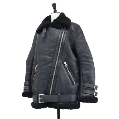 ムートン ライダース ジャケット / Velocite shearling Jacket ブルゾン ダブル ベルト付き ラムレザー