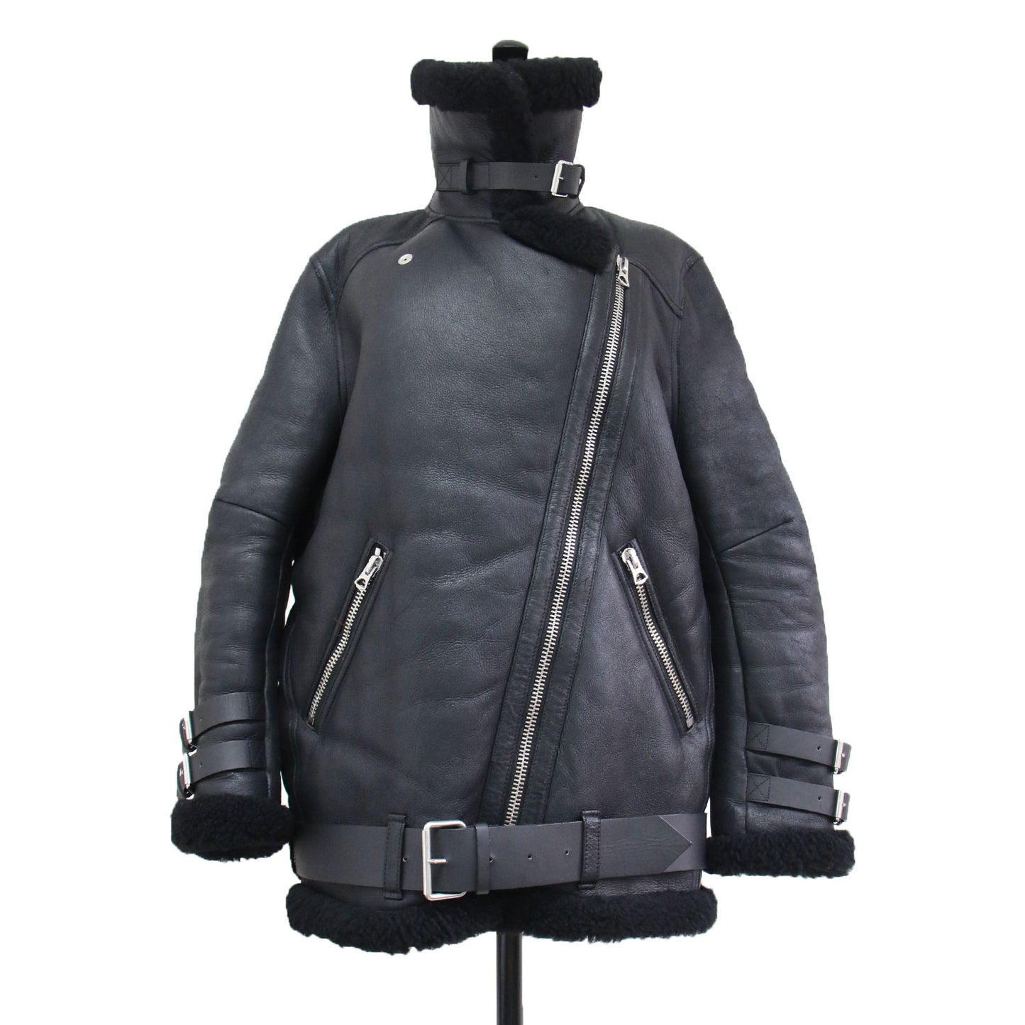 ムートン ライダース ジャケット / Velocite shearling Jacket ブルゾン ダブル ベルト付き ラムレザー